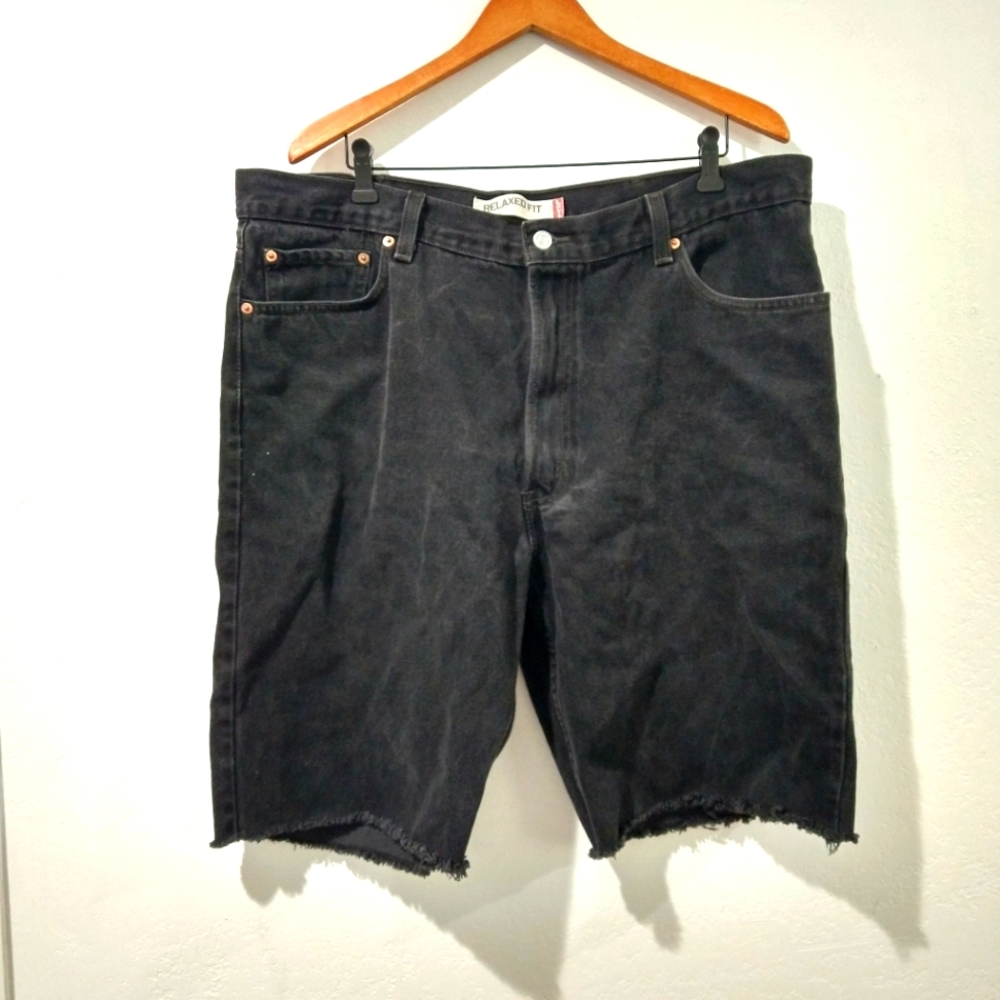 Levi's 550 Faded Black Distressed Jean Shorts